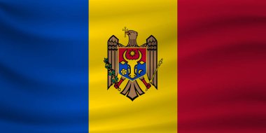 Moldova bayrağı sallayarak. Vektör çizim