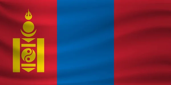 Wapperende vlag van Mongolië. Vectorillustratie — Stockvector