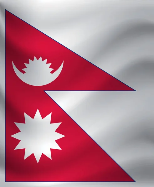 Ondeando la bandera de Nepal. Ilustración vectorial — Archivo Imágenes Vectoriales