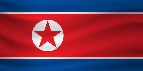Размахивая Флагом Северной Кореи Векторная Иллюстрация — стоковый вектор