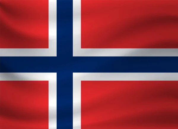 Wapperende Vlag Van Noorwegen Vectorillustratie — Stockvector