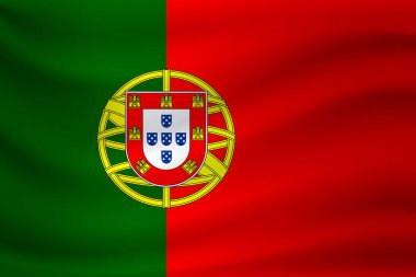 Portekiz bayrağı sallayarak. Vektör çizim