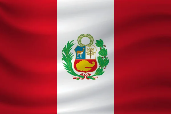 Vlající Vlajka Peru Vektorové Ilustrace — Stockový vektor