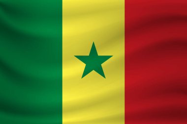 Senegal bayrağı sallayarak. Vektör çizim
