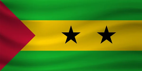 Wapperende Vlag Van Sao Tomé Principe Vectorillustratie — Stockvector