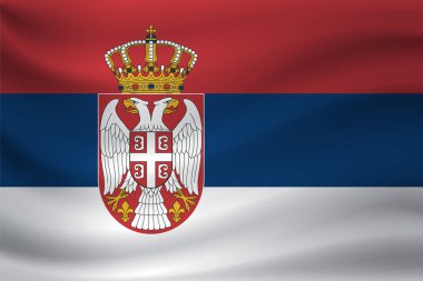 Sırbistan bayrağı sallayarak. Vektör çizim