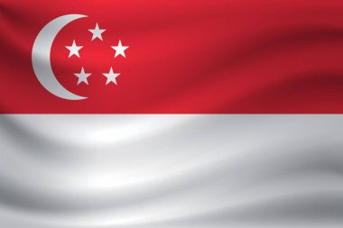 Singapur bayrağı sallayarak. Vektör çizim