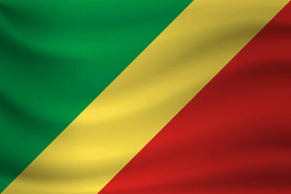 Ondeando Bandera República Del Congo Ilustración Vectorial — Vector de stock