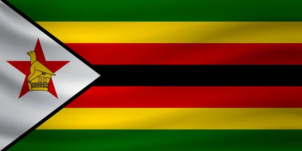 Vlající Vlajka Zimbabwe Vektorové Ilustrace — Stockový vektor