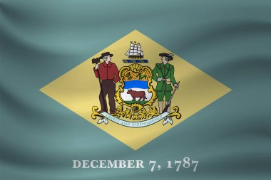 Delaware bayrağı sallıyor. Vektör illüstrasyonu