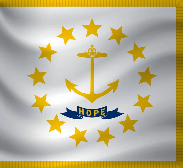Mávající Vlajkou Rhode Islandu Vektorová Ilustrace — Stockový vektor