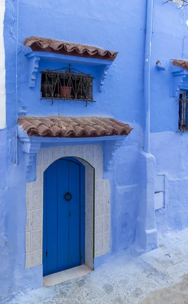 Porta Tradizionale Marocchina Nella Medina Della Città Blu Chefchaouen Marocco — Foto Stock