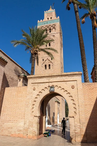Τζαμί Kutubiyya Τζαμί Koutoubia Στο Μαρακές Μαρόκο — Φωτογραφία Αρχείου