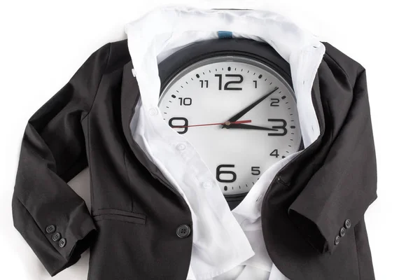 Collage. Reloj y traje de hombre de negocios. Fondo blanco . — Foto de Stock