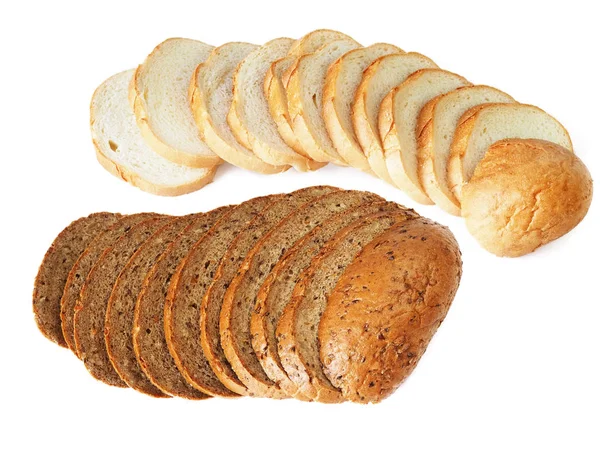 Kawałek białego i chleb żytni. — Zdjęcie stockowe