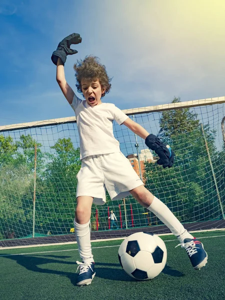 Torneo Fútbol Verano Para Niños Pequeños Club Fútbol Emociones Alegría — Foto de Stock