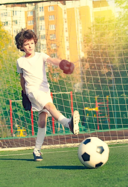 Fútbol Infantil Partido Niños Pequeños Campo Fútbol —  Fotos de Stock