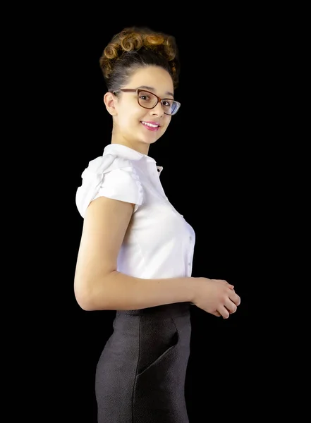 Nowoczesna Kobieta Biznesu Formalnych Ubraniach Okularach Piękno Moda Optyka Styl — Zdjęcie stockowe