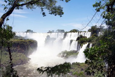 San Martin Island and Iguazu Falls on background clipart