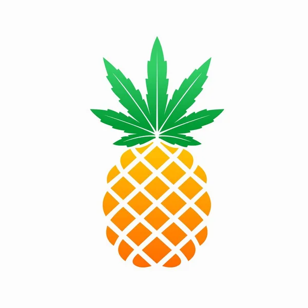 Ananas Logo Dat Cannabisbladeren Vormde — Stockvector