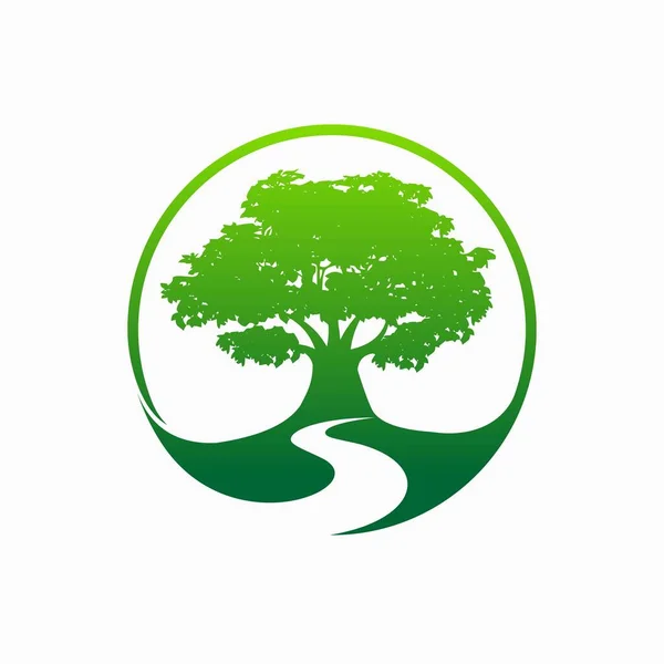 Dere Nehir Sembollü Zeytin Ağacı Logosu Tasarımları — Stok Vektör
