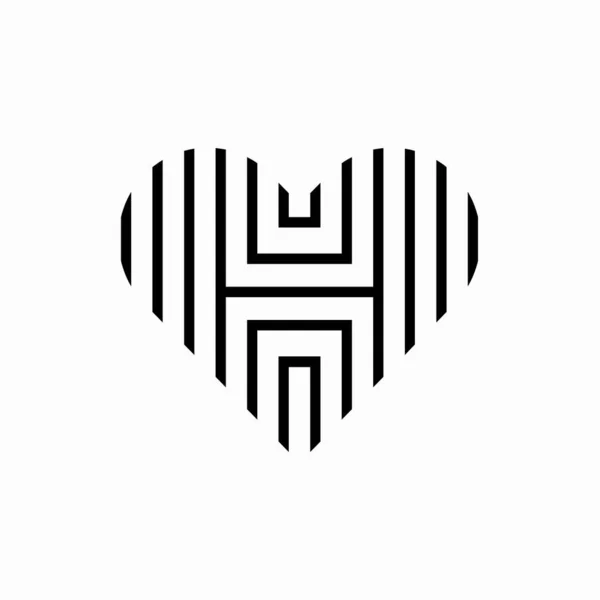 Logo Srdce Které Tvořilo Písmeno — Stockový vektor