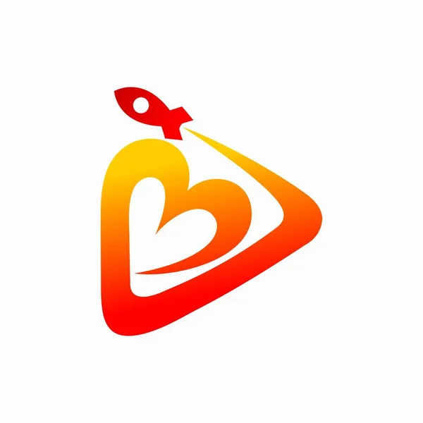 Love Rocket Logo Bílém Pozadí — Stockový vektor