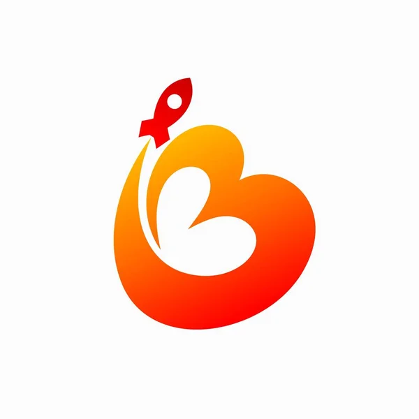 Love Rocket Logo Bílém Pozadí — Stockový vektor