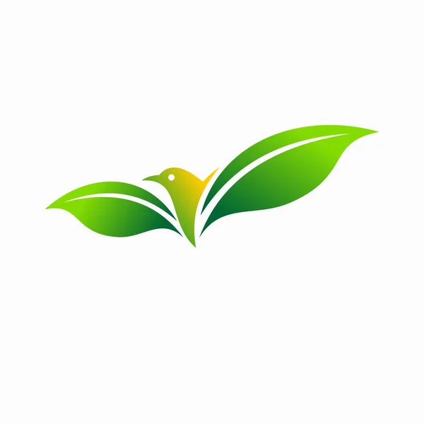 Шаблон Логотипу Птаха Сформованого Зеленим Листом — стоковий вектор