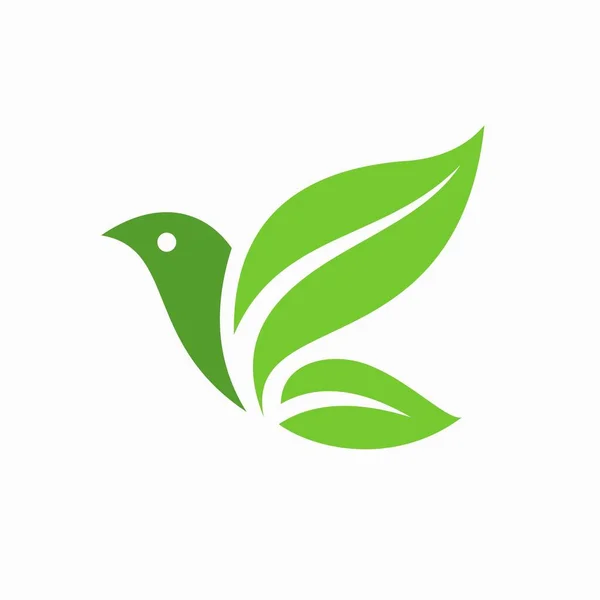 Шаблон Логотипа Птицы Зелёным Листом — стоковый вектор