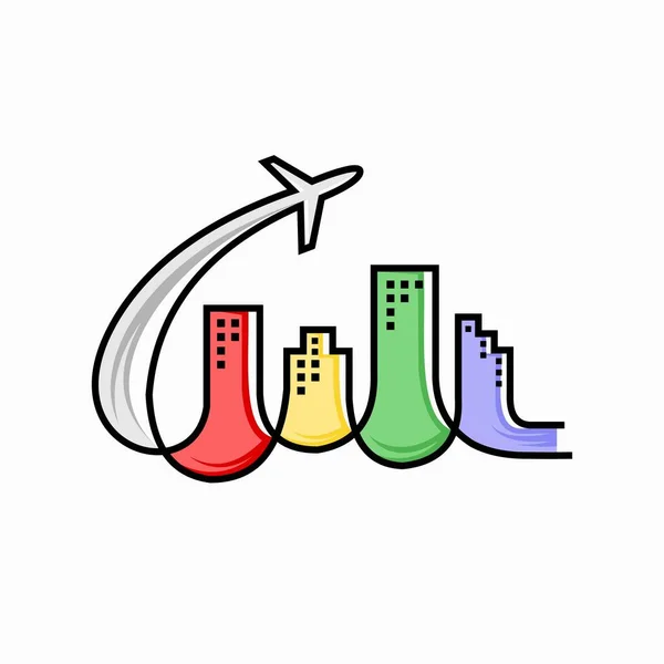Modern Renk Tek Çizgili Seyahat Logosu — Stok Vektör