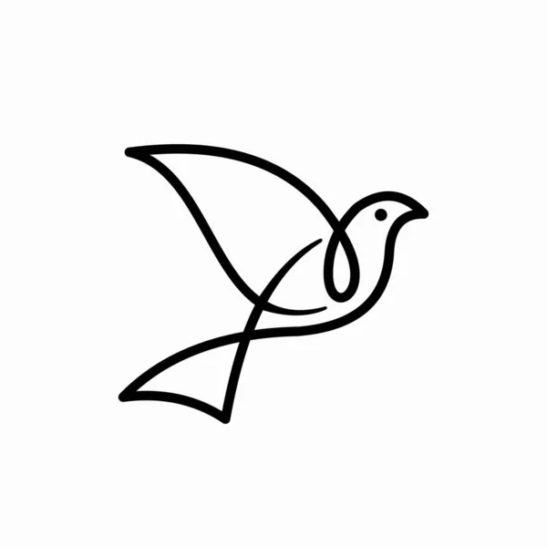 単線コンセプトの鳥のロゴ — ストックベクタ