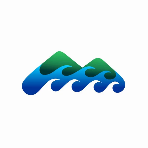 Гірський Логотип Супроводжувався Річковими Хвилями — стоковий вектор