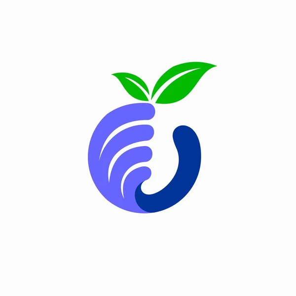 Logotipo Mão Segurando Frutas Mirtilo — Vetor de Stock
