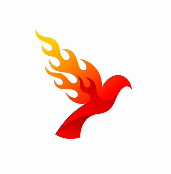 Logo Uccello Che Formato Fuoco Ardente — Vettoriale Stock
