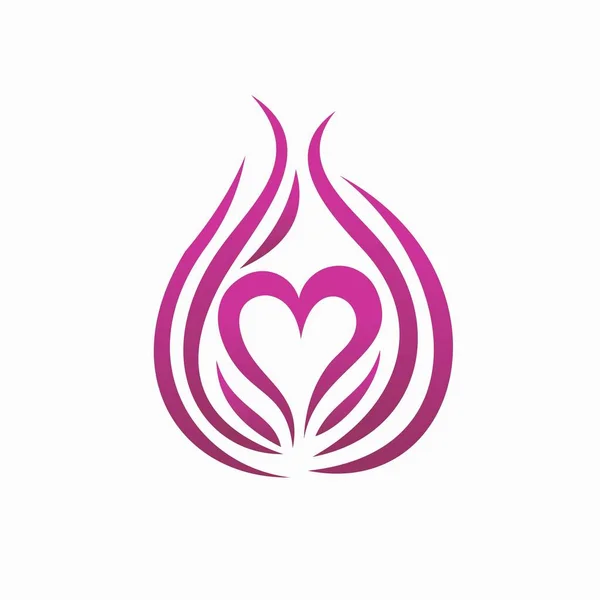 Logotipo Cebola Que Formou Conceito Amor — Vetor de Stock