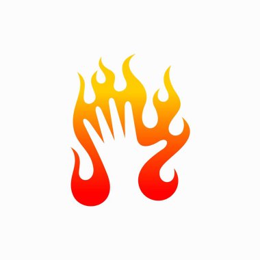 Yangın konseptini oluşturan el logosu.