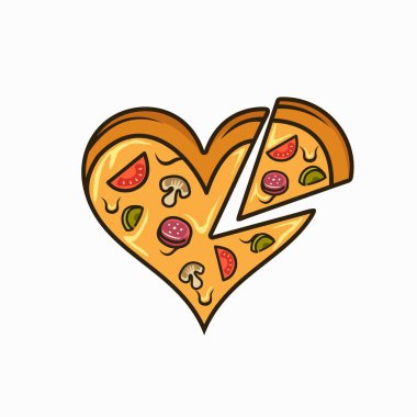 Kalp konseptini oluşturan pizza logosu