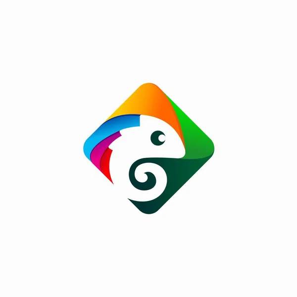 Logo Kameleona Tworzące Kwadrat — Wektor stockowy