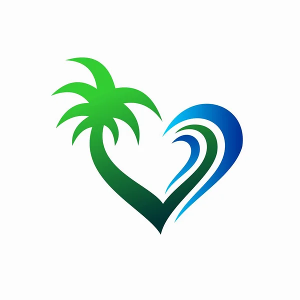 Beach Logo Formed Love Concept — Stock Vector