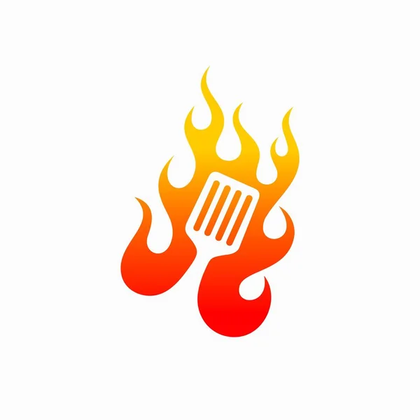 Logotipo Espátula Acompanhado Conceito Fogo —  Vetores de Stock