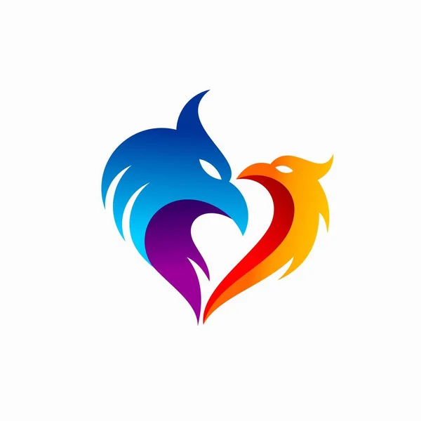 Phoenix Logo Som Bildade Hjärta — Stock vektor