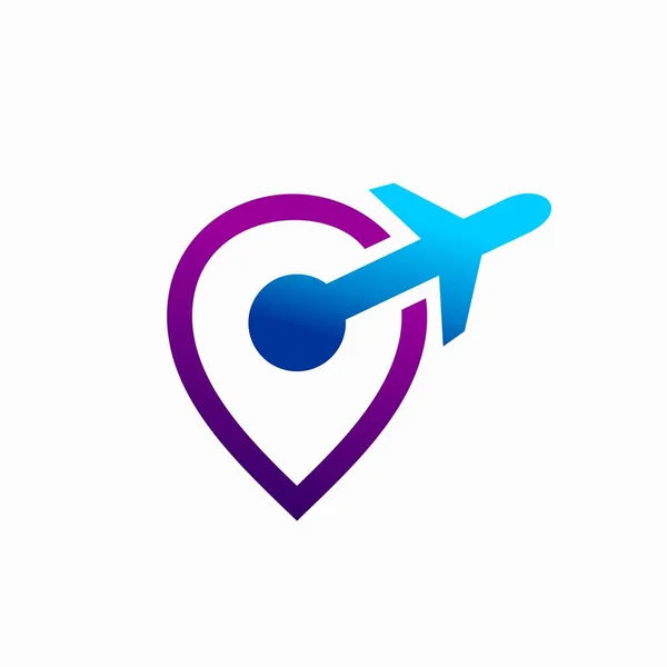 Uçak Logosu Eşliğinde Konum Sembolü — Stok Vektör