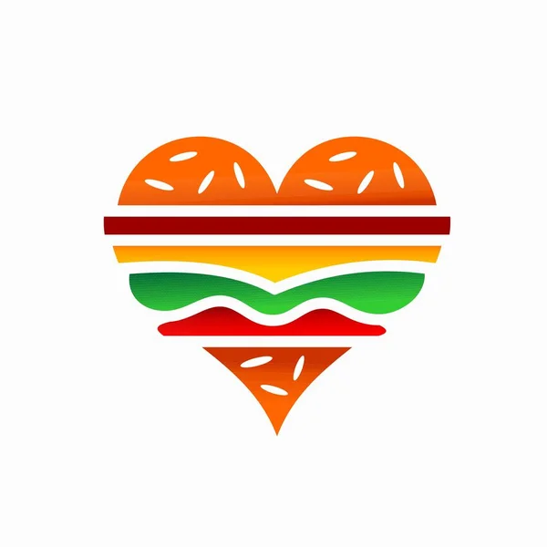 Burger Logo Qui Formé Concept Amour — Image vectorielle