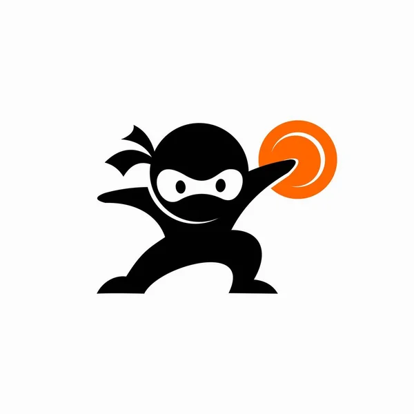 Logo Ninja Avec Concept Simple — Image vectorielle