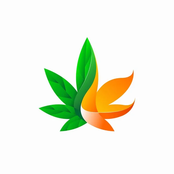 Logo Cannabis Avec Concept Feu — Image vectorielle
