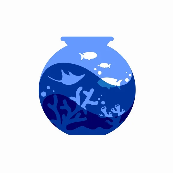 シンプルなコンセプトの水族館ロゴ — ストックベクタ