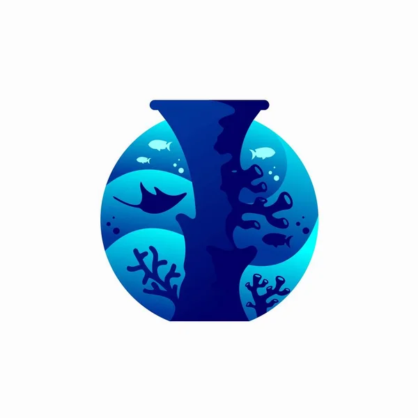 Aquarium Logo Mit Einfachem Konzept — Stockvektor