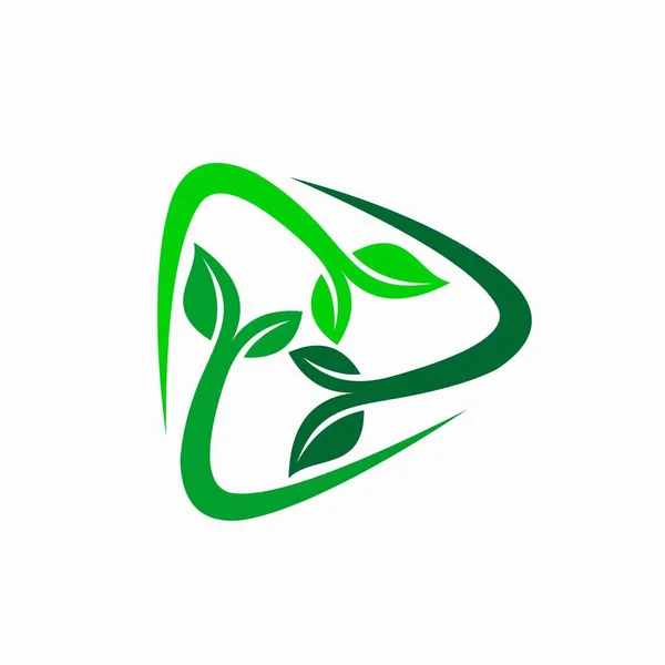 Logo Foglia Che Formato Pulsante Gioco — Vettoriale Stock