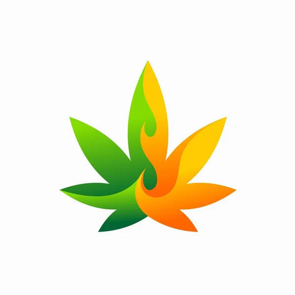 Logo Cannabis Avec Concept Feu — Image vectorielle